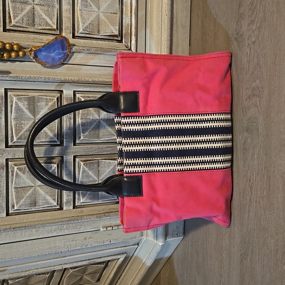 Tory Burch Ella Pink and Black Tote Bag - Picture 2 of 4